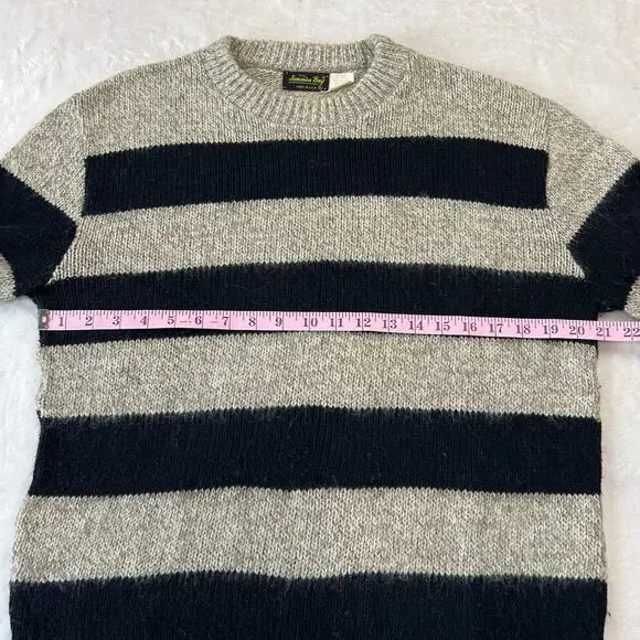 Jamaica Bay Vintage Gray Black Striped Wool Sweater Size XL - Picture 4 of 6